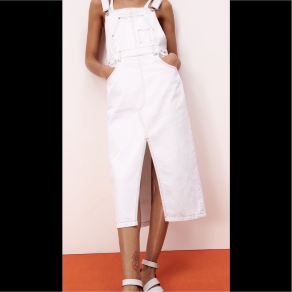 Zara denim midi skirt overall Jean chic fit M